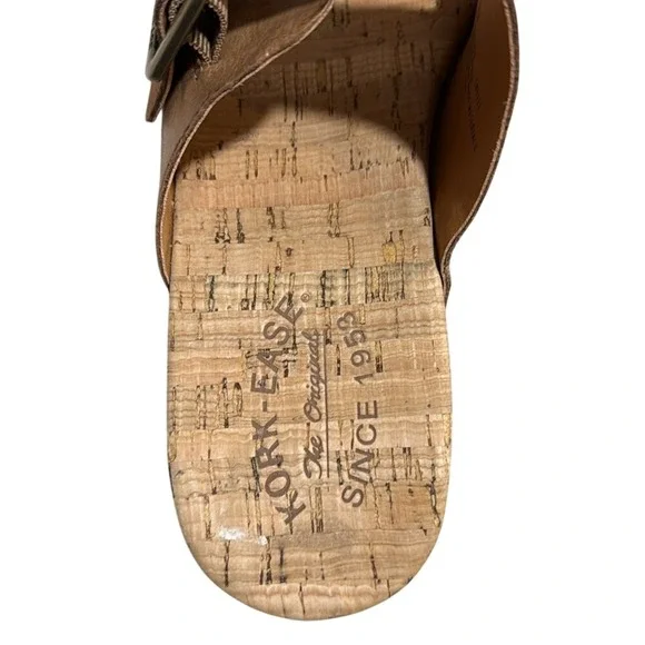 Kork Ease Womens Tan Leather Double Buckle Cork Wedge Slide Sandals Size‎ 10M - Picture 3 of 8